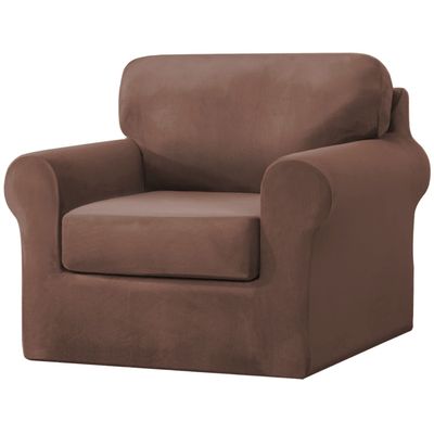 3/5/7-Piece Stretch Velvet Sofa Cover, 1/2/3 Seater Couch Slipcover Loveseat with Separate Backrests and Cushion Cover with Elastic Band for Dogs,Pet,Kid (Color : Taupe, Size : 3-Piece | A