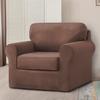 3/5/7-Piece Stretch Velvet Sofa Cover, 1/2/3 Seater Couch Slipcover Loveseat with Separate Backrests and Cushion Cover with Elastic Band for Dogs,Pet,Kid (Color : Taupe, Size : 3-Piece | A view 2