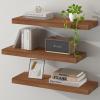 SAUMONIERES Floating Wall Shelves for Bedroom Bathroom Wall Mounted Solid Wood Shelf 24 Inch Set of 3, Walnut Floating Shelves view 1