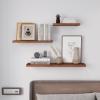 SAUMONIERES Floating Wall Shelves for Bedroom Bathroom Wall Mounted Solid Wood Shelf 24 Inch Set of 3, Walnut Floating Shelves view 2