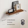 SAUMONIERES Floating Wall Shelves for Bedroom Bathroom Wall Mounted Solid Wood Shelf 24 Inch Set of 3, Walnut Floating Shelves view 3