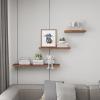 SAUMONIERES Floating Wall Shelves for Bedroom Bathroom Wall Mounted Solid Wood Shelf 24 Inch Set of 3, Walnut Floating Shelves view 4