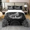 Wolf 100% Natural Cotton Duvet Cover Set Bohemian Lotus Constellation Starry Sky Comforter Cover Set King Size for Bedroom Decor Mysterious Wild Animals Bedding Set with 2 Pillowcases(Not Comforter) view 3