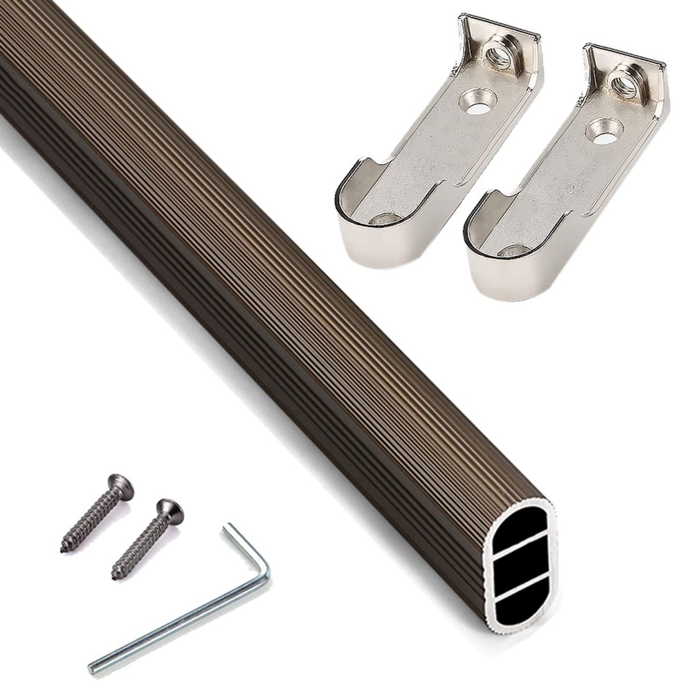 Closet Rod for Hanging Clothes, Bedroom Closet Rod Garment Bar Wall Mount/Top Mount, Small and Large Metal Detachable Hanging Wardrobe Pole for Bedroom, Bathroom & Cabinet Cupboard ( Color : Champagne