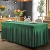 6 Packs Green Table Clothes for 8 Foot Rectangle Tables, Wrinkle Resistant Stretch Spandex Table Covers Fitted Tablecloth with Skirt for Easter Event Banquet Wedding Birthday Party view 3