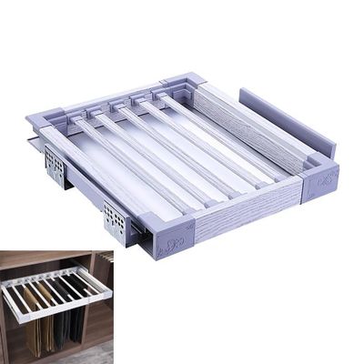 Pull Out Trousers Rack, Extendable Pull Out Closet Rod, Closet Pants Hanger Bar Aluminum alloy and ABS Hanger Rail Extendable Trousers Hanger for Clothes Towel Scarf Trousers Tie ( Color : White , Siz