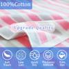 VOOVA & MOVAS Hooded Towels for Kids - 100% Cotton (3-10Years) - Quick Dry Absorbent Lightweight Wrap Towel for Pool | Swim | Beach | Bath, Girls, Pink Gray Stripe view 2