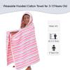 VOOVA & MOVAS Hooded Towels for Kids - 100% Cotton (3-10Years) - Quick Dry Absorbent Lightweight Wrap Towel for Pool | Swim | Beach | Bath, Girls, Pink Gray Stripe view 3