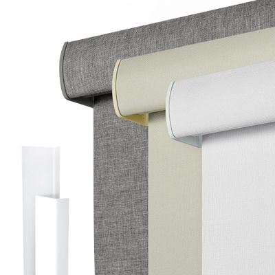 Sulugood Blackout Roller Shades for Windows, Blackout Linen Fabric Cordless Roller Blinds, Thermal Insulated UV Protection,Window Shades for Home,Office Bedroom,White,24" W x 56" H