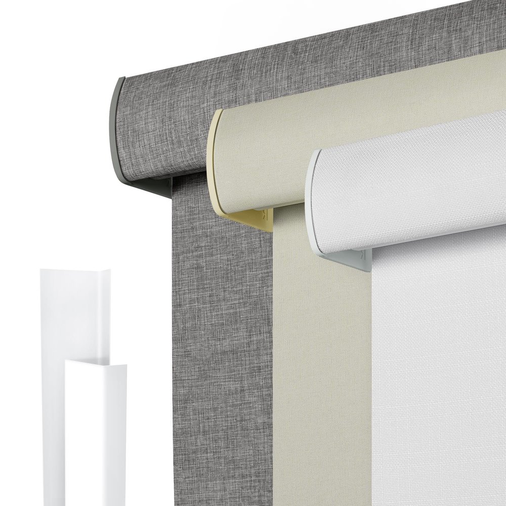 Sulugood Blackout Roller Shades for Windows, Blackout Linen Fabric Cordless Roller Blinds, Thermal Insulated UV Protection,Window Shades for Home,Office Bedroom,White,24" W x 56" H