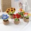 JOONOR Cute Handmade Crochet Forget-Me-Not Flowers,Large Potted Knitting Artificial Forget-Me-Not Flowers for Home Office Desk Car Dashboard Decorations, Blue view 4