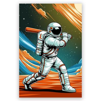 LuminDaze Baseball With Astro Poster Cool Astonaut Posters Cool Room Decor Astronaut Wall Art Aesthetic Room Decor Funny Astronaut Poster for Teen Boys Girls Room Canvas Print 20x30inch Unframed