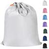 Polecasa Small Heavy Duty Laundry Bag with drawstring closure and Reinforced Handles, Easy to Carry Dirty Clothes Drawstring Bag for Travel, Camp 21x24, Silver view 1