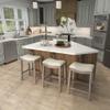 GOOLON Bar Stools Set of 3, Counter Height Stools Saddle Seat, 27 Vintage Linen Fabric Chairs with Wood Legs and Nailhead Upholstered Seat for Kitchen Island, Beige view 2