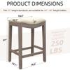 GOOLON Bar Stools Set of 3, Counter Height Stools Saddle Seat, 27 Vintage Linen Fabric Chairs with Wood Legs and Nailhead Upholstered Seat for Kitchen Island, Beige view 3