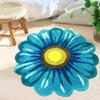 Lacomfy Floral Bathroom Rug Daisy Bathmat Round Bedroom Doormat Shaggy Circle Flower Toilet Carpet Kids Room Bedside Area Rug Kitchen Sink Mat, Easy Washble, Nonslip, Thick, 25.6in, Blue view 2