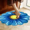 Lacomfy Floral Bathroom Rug Daisy Bathmat Round Bedroom Doormat Shaggy Circle Flower Toilet Carpet Kids Room Bedside Area Rug Kitchen Sink Mat, Easy Washble, Nonslip, Thick, 25.6in, Blue view 4