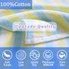 VOOVA & MOVAS Toddler Towels for Boys - 100% Cotton (3-10Years) - Quick Dry Absorbent Lightweigh Hooded Wrap Towel for Pool | Swim | Beach | Bath, Yellow Blue Stripe view 2