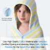 VOOVA & MOVAS Toddler Towels for Boys - 100% Cotton (3-10Years) - Quick Dry Absorbent Lightweigh Hooded Wrap Towel for Pool | Swim | Beach | Bath, Yellow Blue Stripe view 3