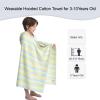 VOOVA & MOVAS Toddler Towels for Boys - 100% Cotton (3-10Years) - Quick Dry Absorbent Lightweigh Hooded Wrap Towel for Pool | Swim | Beach | Bath, Yellow Blue Stripe view 4