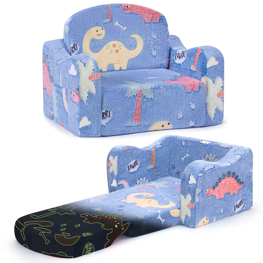 aodisman Thick Comfy Toddler Chair and Couch for Kids,2-in-1 Soft Plush Fold Out Sofa for Children,Convertible Couch to Lounger for Toddler