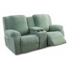 YUEANG Recliner Loveseat Cover with Center Console, 2 Seater Jacquard Recliner Sofa Slipcover with Pockets Washable Stretch Reclining Couch Covers Furniture Protector Elastic Straps (Matcha Green) view 1