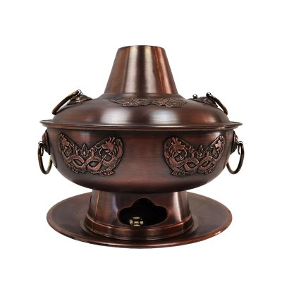 YIORYO Chinese Copper Hot Pot, Thickened Copper Single and Double Detachable Hot Pot, Mongolian Hot Pot Kitchen Utensils, Suitable for Family/Friends, Parties (Size : 30cm)