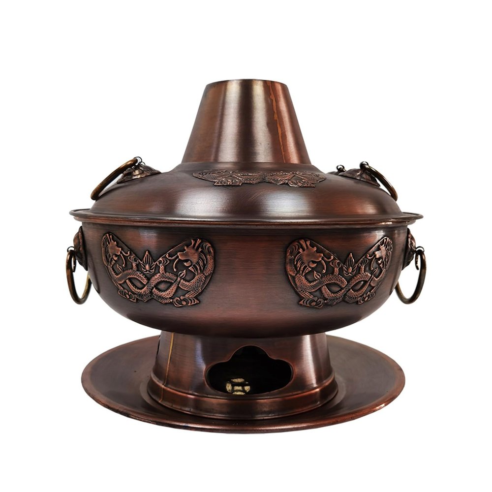 YIORYO Chinese Copper Hot Pot, Thickened Copper Single and Double Detachable Hot Pot, Mongolian Hot Pot Kitchen Utensils, Suitable for Family/Friends, Parties (Size : 30cm)