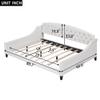 Merax Full Size Day Bed, Solid Wood Daybed, Slat Support Couch & Sleeper Sofa, Tufted Button Bedframe for Bedroom Living Room, Beige view 2