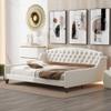 Merax Full Size Day Bed, Solid Wood Daybed, Slat Support Couch & Sleeper Sofa, Tufted Button Bedframe for Bedroom Living Room, Beige view 3