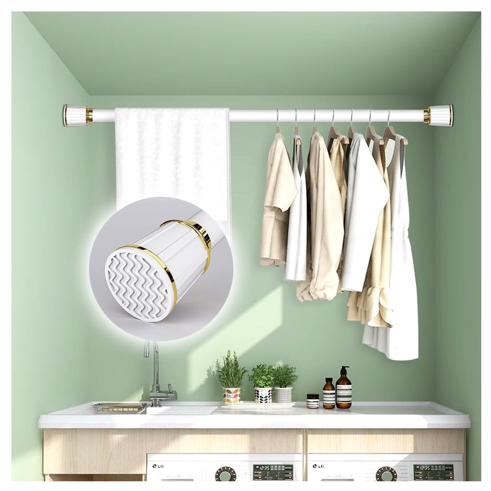 16-197 Inch Extendable Curtain Rod Tension Rod Rustproof for Hanging and Moving Shower Curtain No Drilling/Anti-Slip/Rustproof (Carbonizedcolor : White, Size : 20"-30")
