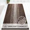 Gibelle Long Bathroom Rugs, Luxury Chenille Bath Mat, Small Non Slip Shower Rug and Bath Room Floor Mats, Machine Washable, Quick Dry Bathmat, Soft Cozy Plush Rug for Tub, 20" x 47", Brown view 2
