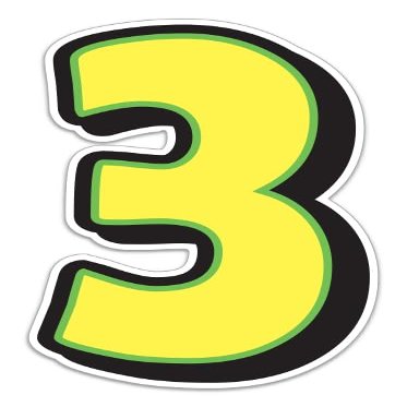 Magnetic Number 3 Sign 10" x 16" Yellow with Green Border - Pack of 4