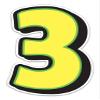 Magnetic Number 3 Sign 10" x 16" Yellow with Green Border - Pack of 4 view 1