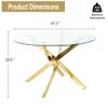 VAKTULS 47" Modern Minimalist Round Glass Dining Table,4-Person Luxury Table with Tempered Glass Top & Adjustable Chrome Legs for Dining Room, Kitchen & Living Room(Gold) view 2