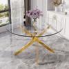VAKTULS 47" Modern Minimalist Round Glass Dining Table,4-Person Luxury Table with Tempered Glass Top & Adjustable Chrome Legs for Dining Room, Kitchen & Living Room(Gold) view 3