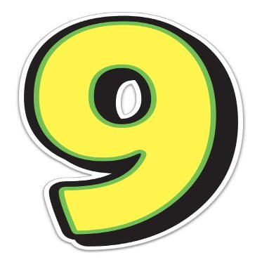 Magnetic Number 9 Sign 10" x 16" Yellow with Green Border - Pack of 1
