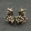 JIAPAILAIYUN Antique Brass Dcor,2Pcs 5x2.7cm Brass Auspicious Animal Ornaments Retro Brass Unicorn Lion Home Office Desk Small Ornaments view 2