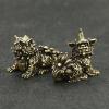 JIAPAILAIYUN Antique Brass Dcor,2Pcs 5x2.7cm Brass Auspicious Animal Ornaments Retro Brass Unicorn Lion Home Office Desk Small Ornaments view 3