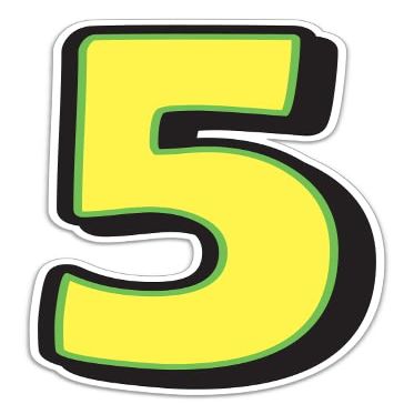 Magnetic Number 5 Sign 10" x 16" Yellow with Green Border - Pack of 3