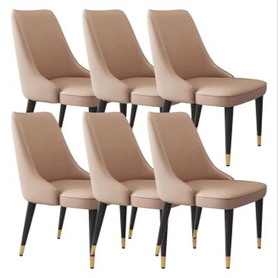 WENJIEKK Dining Chairs Artificial Microfiber Leather Dining Chairs Set of 6 Water Proof Leather Side Chair with Metal Legs for Office Lounge Dining Kitchen Bedroom (Color : Khaki, Size : Golden Leg)