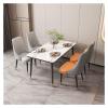 WENJIEKK Dining Chairs Artificial Microfiber Leather Dining Chairs Set of 6 Water Proof Leather Side Chair with Metal Legs for Office Lounge Dining Kitchen Bedroom (Color : Khaki, Size : Golden Leg) view 2