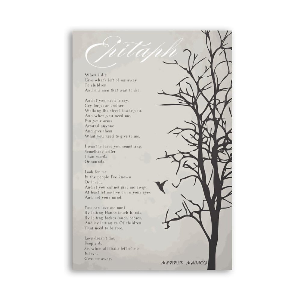 QHIUCS Epitaph Poem by Merrit Malloy When I Die Give Me Away Poster2 (5) Canvas Painting Posters And Prints Wall Art Pictures for Living Room Bedroom Decor 08x12inch(20x30cm) Unframe-style