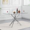 Binrrio 51" Rectangular Glass Dining Table Modern Kitchen Glass Top Table for 4 with Silver Metal Legs, Clear Dining Table Kitchen Table for Home Office Dining Room view 1