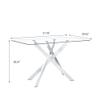 Binrrio 51" Rectangular Glass Dining Table Modern Kitchen Glass Top Table for 4 with Silver Metal Legs, Clear Dining Table Kitchen Table for Home Office Dining Room view 2