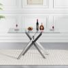 Binrrio 51" Rectangular Glass Dining Table Modern Kitchen Glass Top Table for 4 with Silver Metal Legs, Clear Dining Table Kitchen Table for Home Office Dining Room view 3