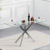 Binrrio 51" Rectangular Glass Dining Table Modern Kitchen Glass Top Table for 4 with Silver Metal Legs, Clear Dining Table Kitchen Table for Home Office Dining Room view 4