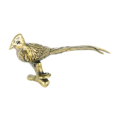 JIAPAILAIYUN Brass Figurine,9.6x3.9cm Antique Bronze Crafts Collection Retro Solid Brass Pheasant Copper Ornaments Desk Tea Pet Brass Decorations, Vintage