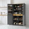 71.3inch Farmhouse Kitchen Pantry, Freestanding Large Cupboard Storage Cabinet with 2 Drawers and 2 Adjustable Shelves, Wood Storage Cabinet with 8 Door Shelves for Kitchen, Dining Room (Gray-2) view 1
