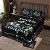 Erosebridal Happy Camping Coverlet King Size RV Camper Bedding Set, Psychedelic Galaxy Bedspread Set Rustic Farmhouse Quilt Set, Travel Trailer Car Bed Set Black Camper Accessories view 1